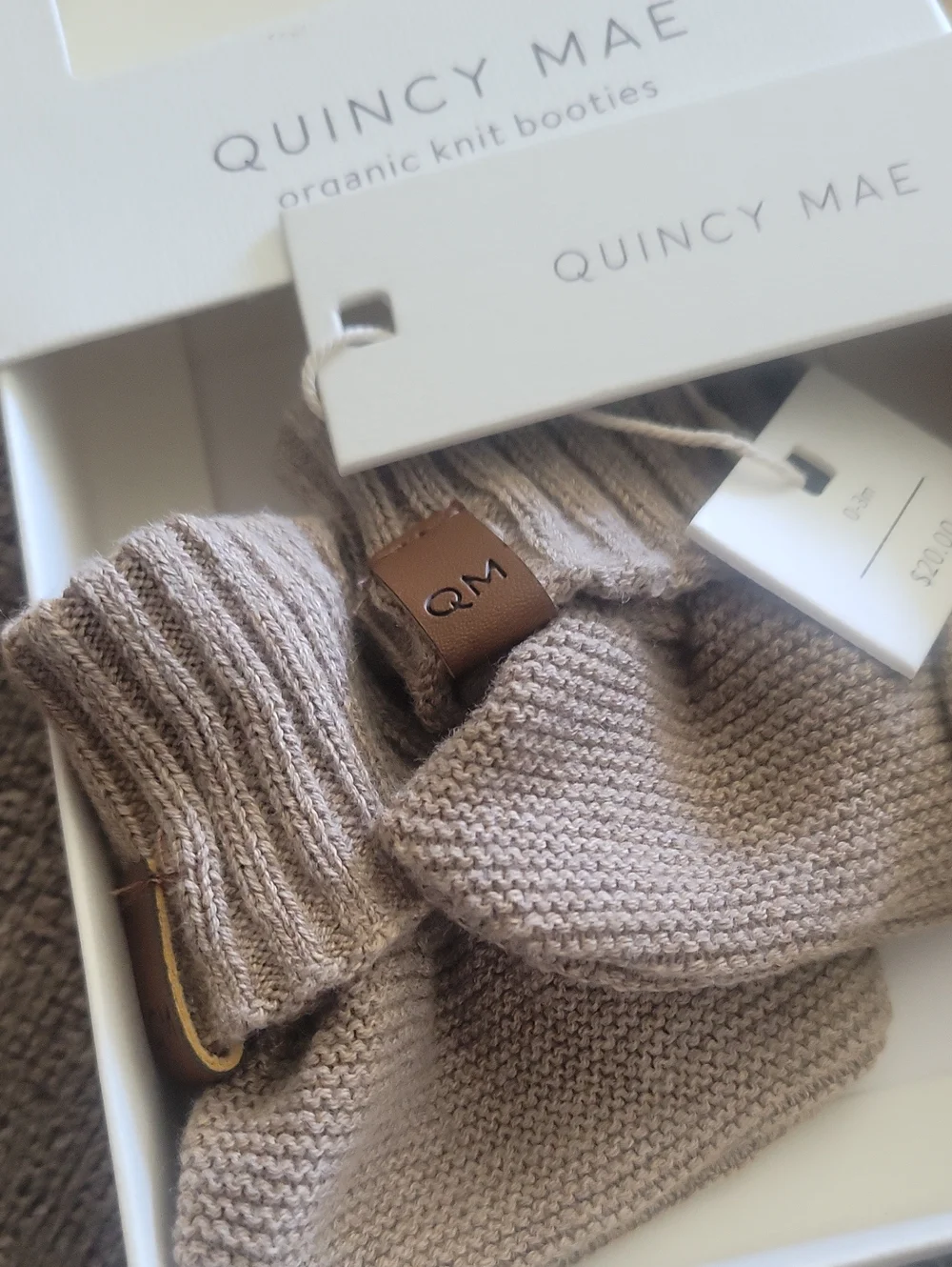 Quincy Mae Knit Baby Booties - Taupe